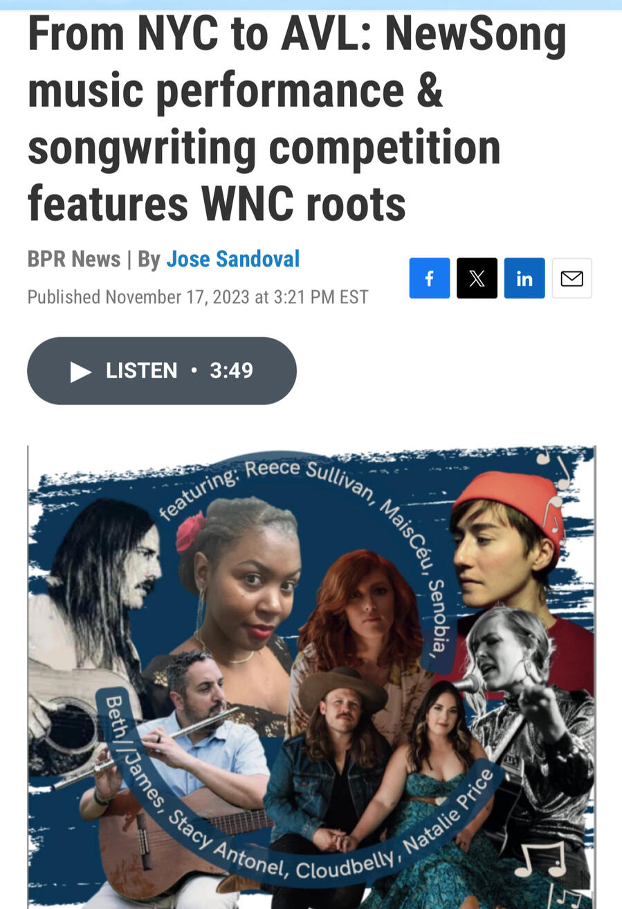 Blue Ridge Public Radio - From NYC to AVL: NewSong music performance & songwriting competition features WNC roots